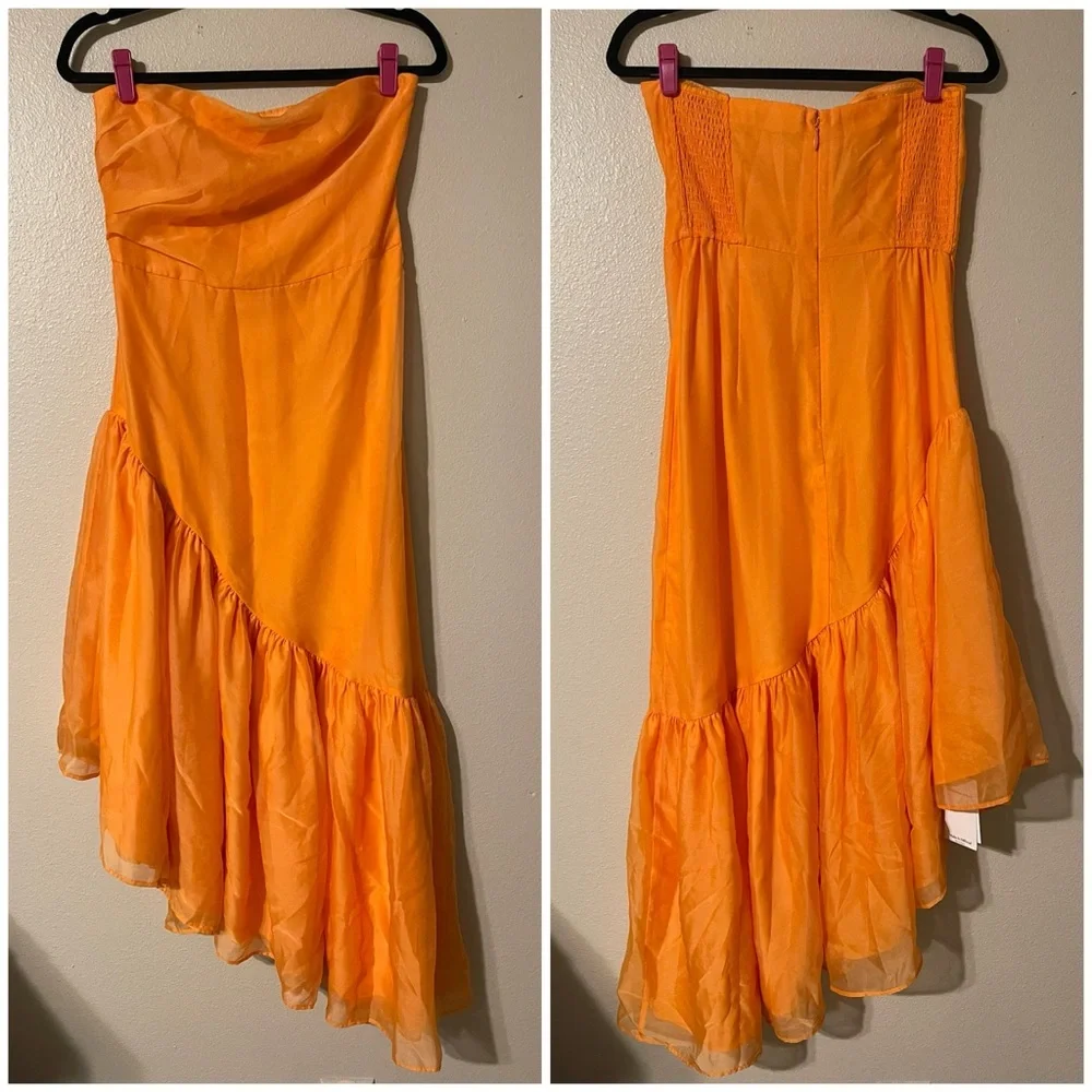 NWT ABERCROMBIE & FITCH Strapless Drama Asymmetrical Maxi Dress